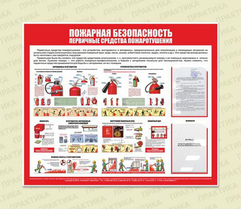 С14 Стенд пожарная безопасность (первичные средства пожаротушения) (1200х1000 мм, карманы, пластик ПВХ 3 мм, алюминиевый багет серебряного цвета) - Стенды - Стенды по пожарной безопасности - Магазин охраны труда ohranatruda-shop.ru
